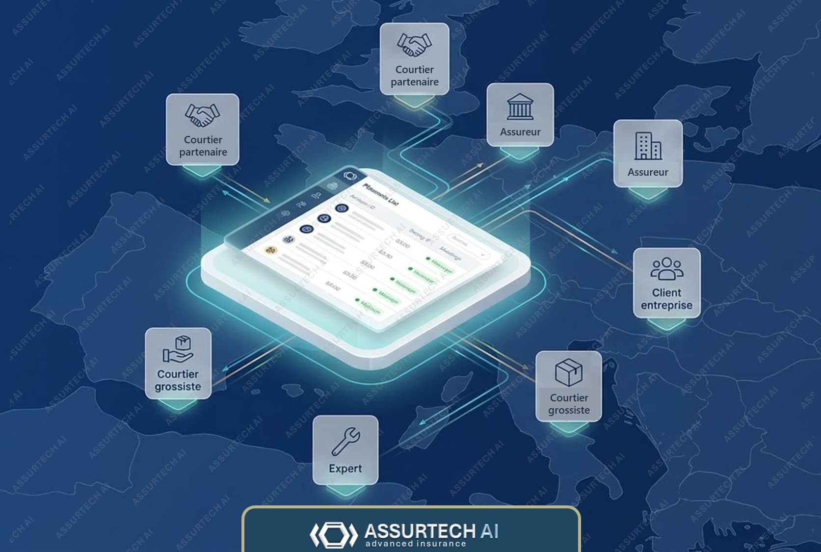 Illustration : réseau de courtiers Assurtech AI